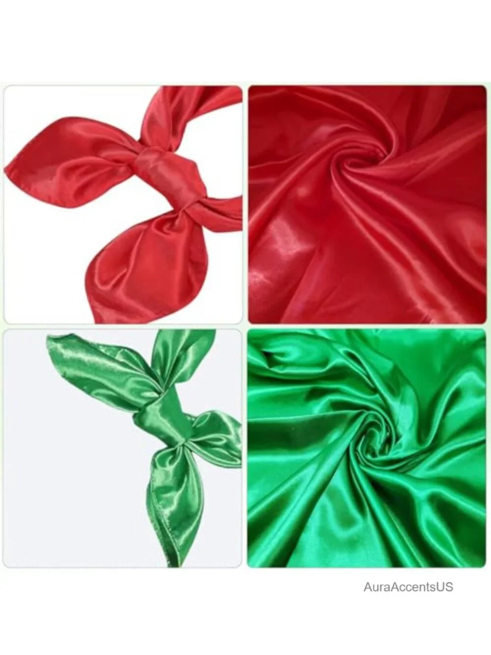 Silk Feeling Satin Square Scarf 2 Pack Neck Head Scarf